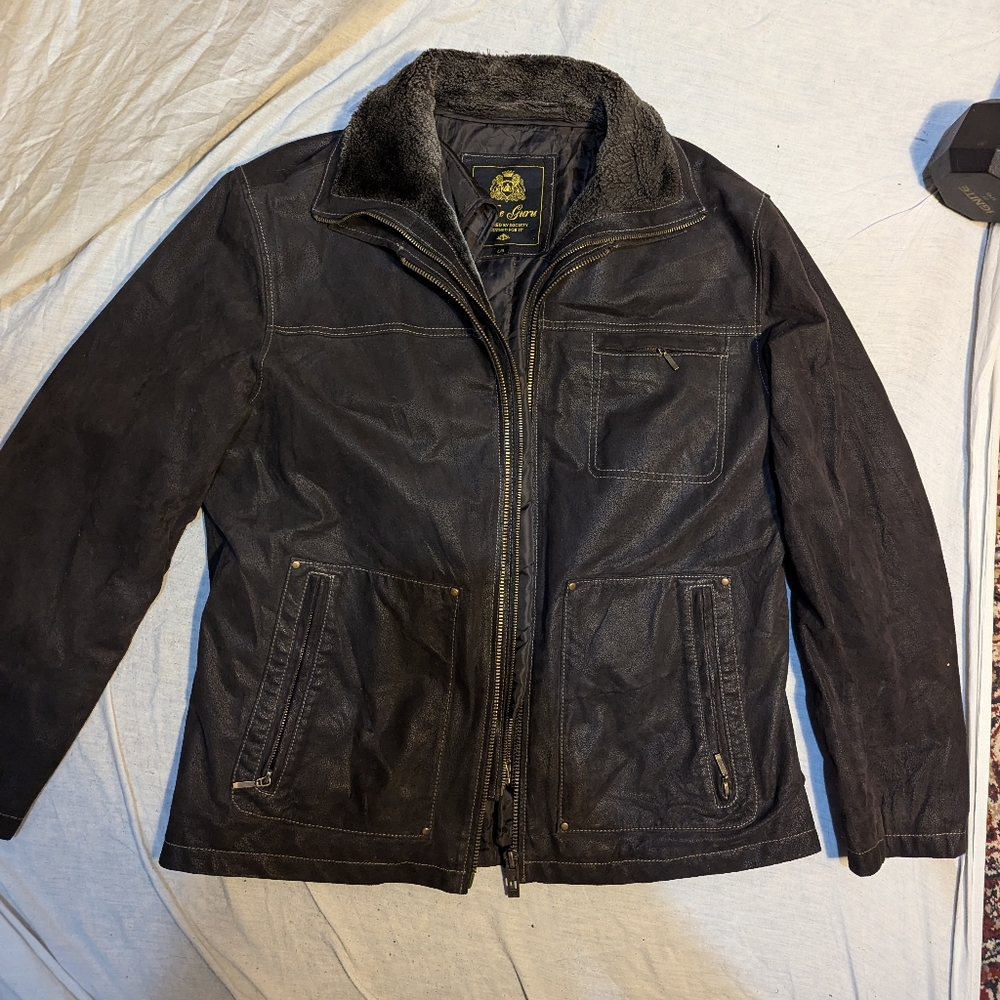 Blue guru  100% real leather jacket